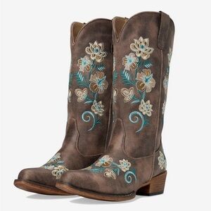 NEW IN BOX - Roper Women’s Riley Floral Cowboy Boots- Vintage Brown Faux Leather